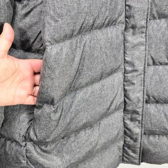 Lands' End Down Quilted Puffer Coat Jacket 3X Heathered Gray Hood Faux Fur - Picture 3 of 15